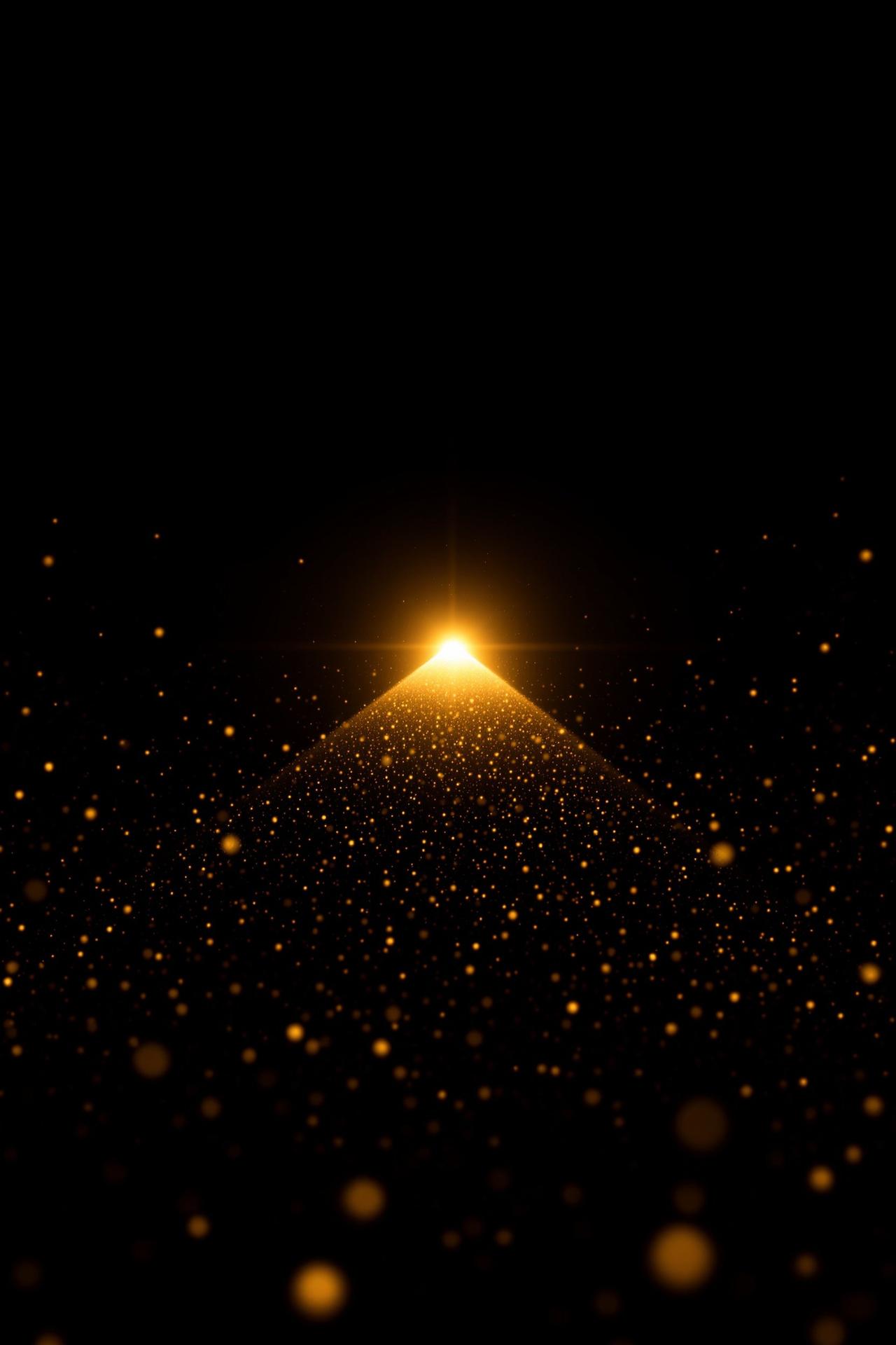 奇点时刻科幻电影海报,金色光点从黑暗中爆发