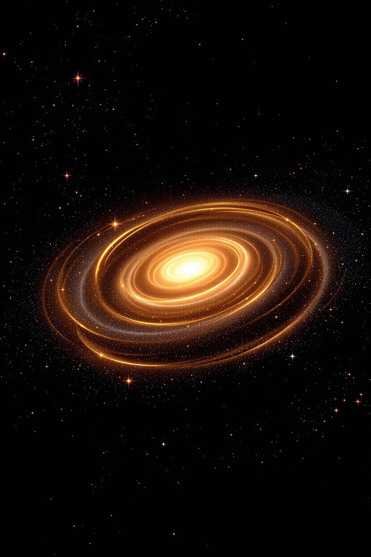 深空彼岸冒险电影海报,遥远星系金色螺旋臂